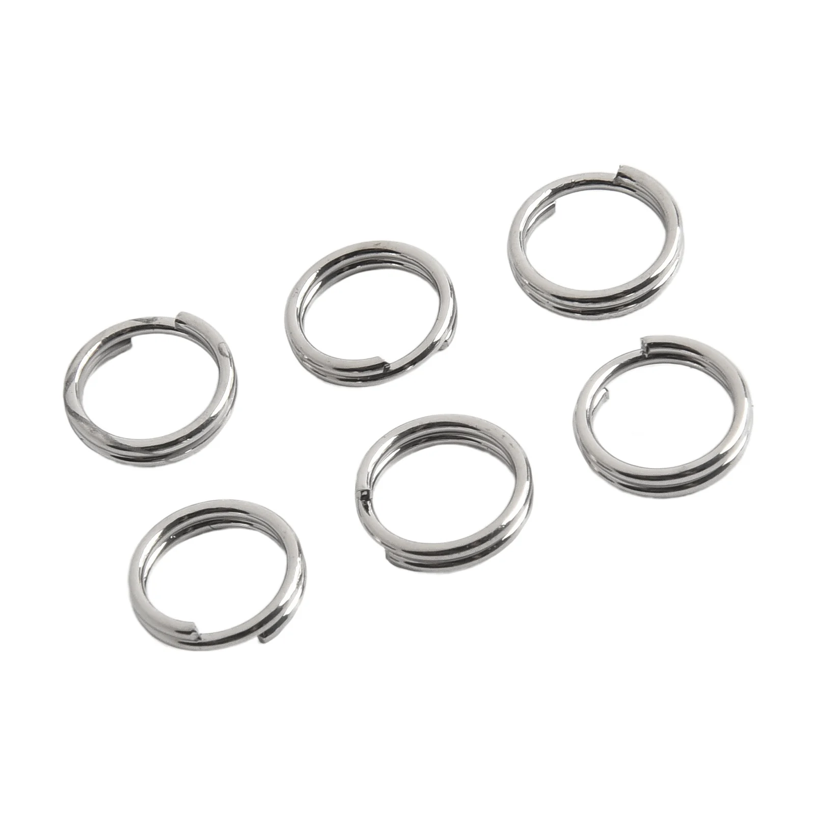 10pcs 8mm Keychains Manganese Steel Ring Key Ring Hanging Key Hanging Torch Ring Camping Round Flat Line Split Rings