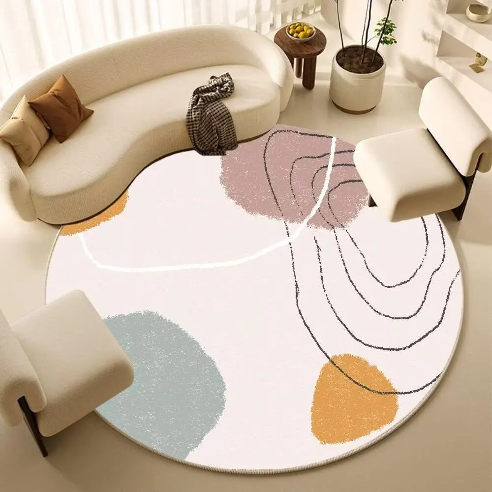 Modern Simple Style Circular Carpet for Rooms Nordic Home Decoration Cute Rugs Baby Crawling Mat Bedroom Non-slip Mat for Kids