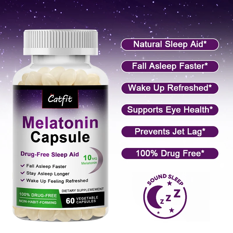 Catfit Melatonin Sleep Capsules Anxiety Stress Relief Sleep Better Pill Pineal hormone Body clock Regulation sleeping