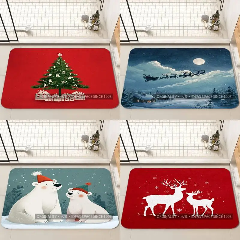 

Рождественский коврик с рисунком эльфа, украшение для гостиной, домашний диван, нескользящий ковер, кабинет, спальня, татами, детский мягкий напольный коврик