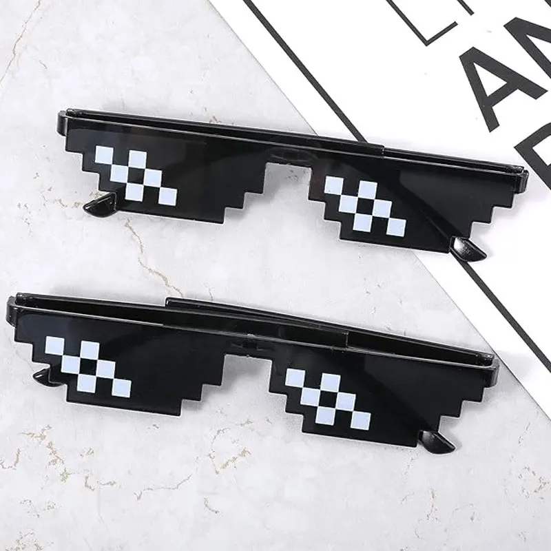 1-24Pcs Funny Pixel mosaic sunglasses Kids Men Women adult black Mosaic Pixel Glasses Photo Props Birthday Party Cosplay