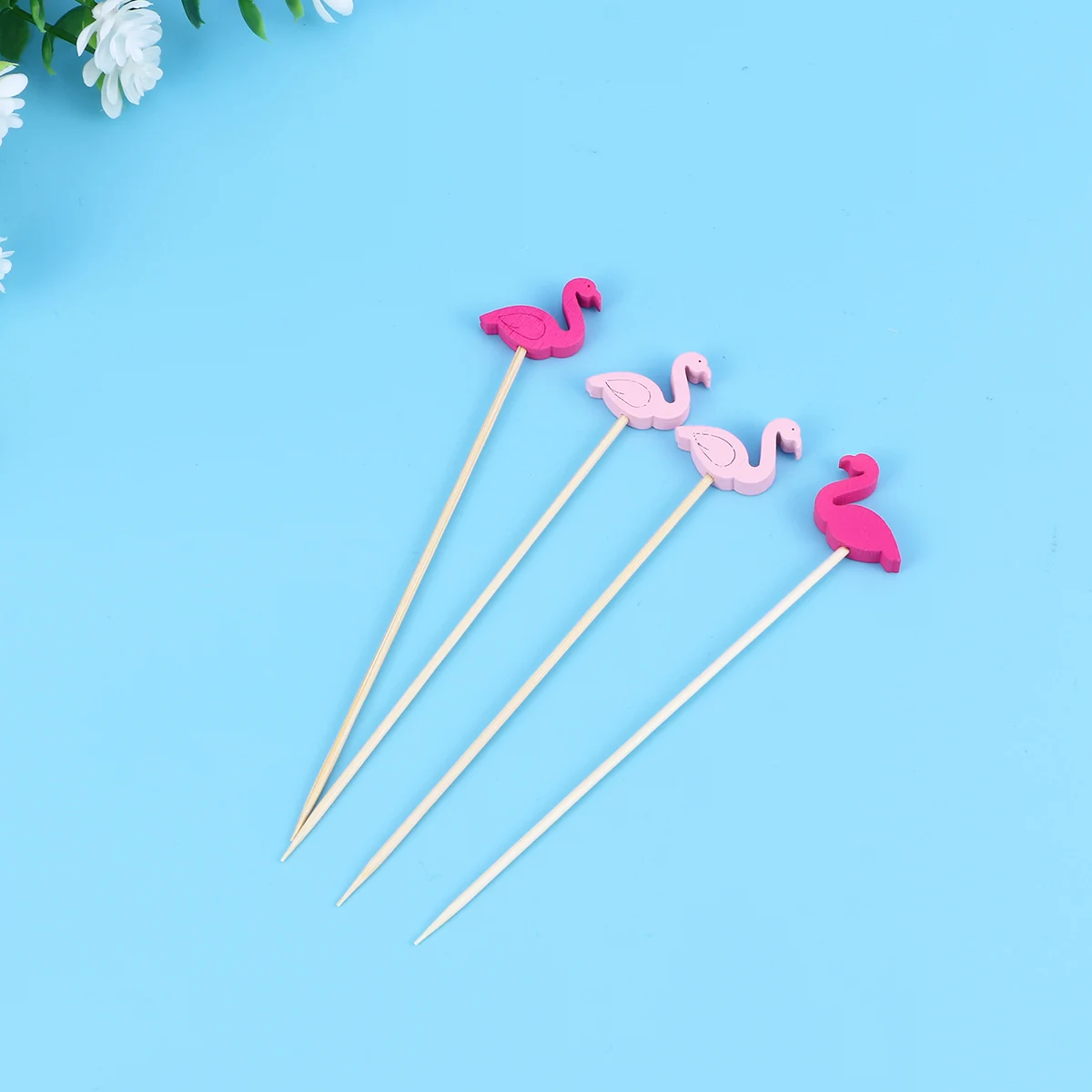 

200pcs Bamboo Cocktail Picks Fruit Sticks Handmade Watermelon Toothpicks Safe Flamingo Bar KTV Clubs Home Parties Fruit Skewers