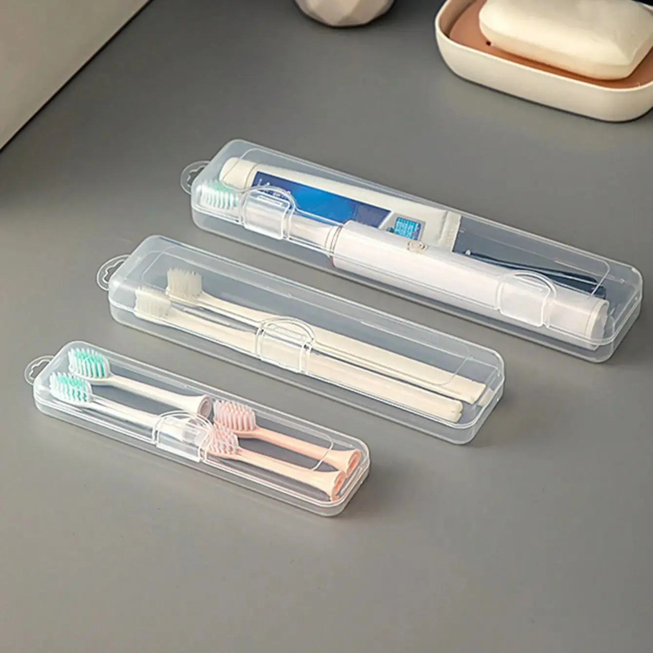 Travel and Business Portable Transparent Toothbrush Box Electric Toothbrush Breathable Long Term Flip Storage Box