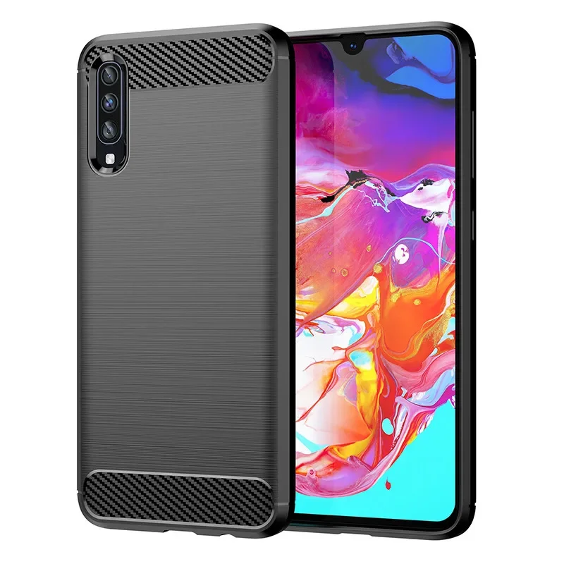 For Samsung Galaxy A10 A20 A30 A50 A70 Case Brushed Carbon Fiber Phone Cases For Galaxy A10S A20S A30S A50S A70S A10E A20E Cover