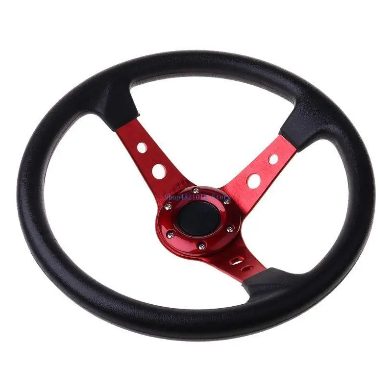 

T3LF Car Accessories Sport Steering Wheel Universal 14inch PVC Leather Steering Wheel Auto Racing Steering