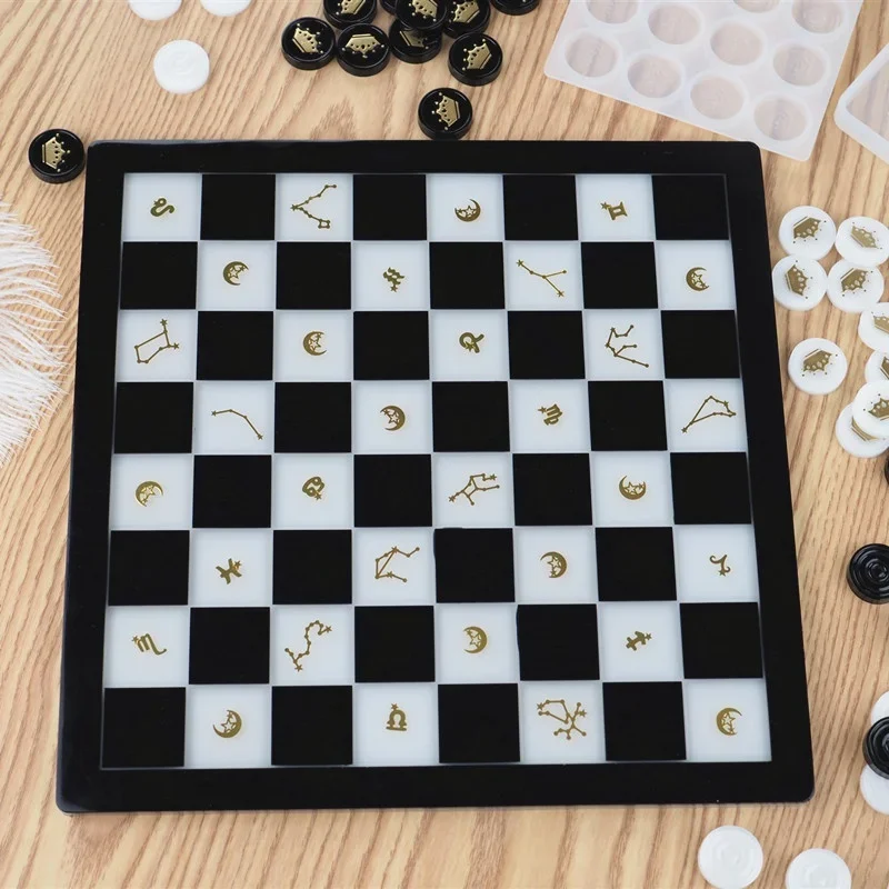 1Pcs Set Diy Epoxy Harz Spiegel Silikon Form Für Schachbrett Stücke Geeignet Haushalt Küche Keramik Kunst Handgemachte Diy Formen
