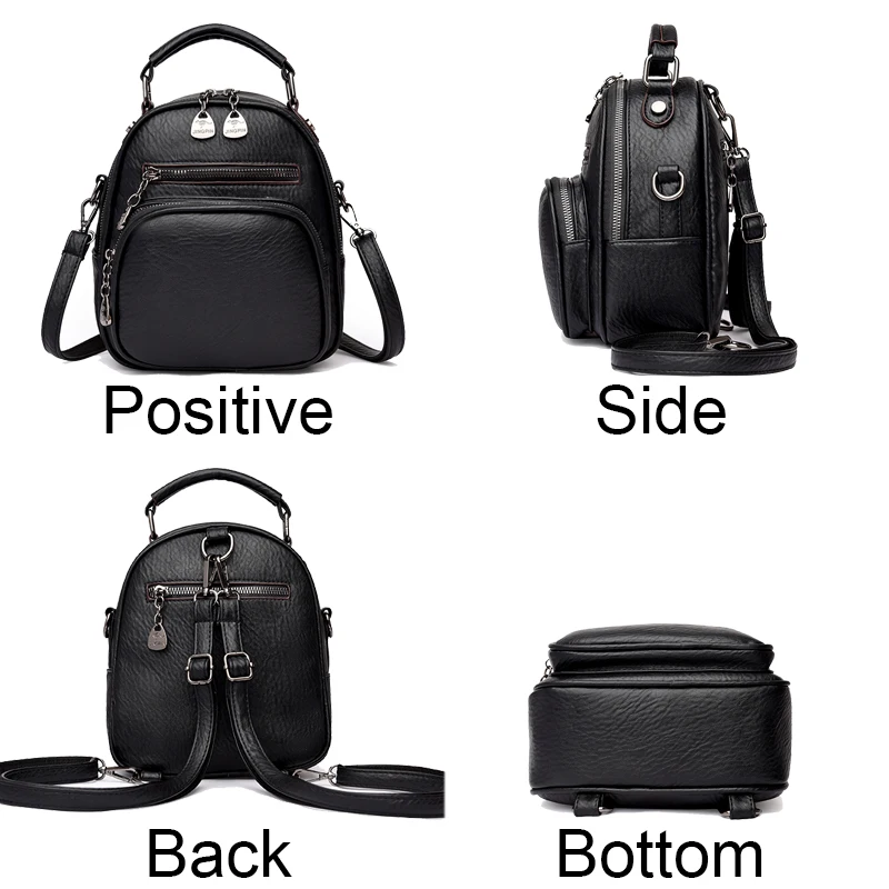 Women Leather Backpacks Luxury Designer Soft Leather Rucksack Female Vintage Bag School Bags For Girls Multifunction Backpack