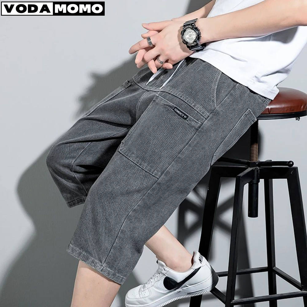 Nieuwe Mens Zomer Denim Korte Jeans Fashion Streetwear Hip Hop Lange 3/4 Capri Cargo Shorts Bermuda Masculina Ropa Hombre