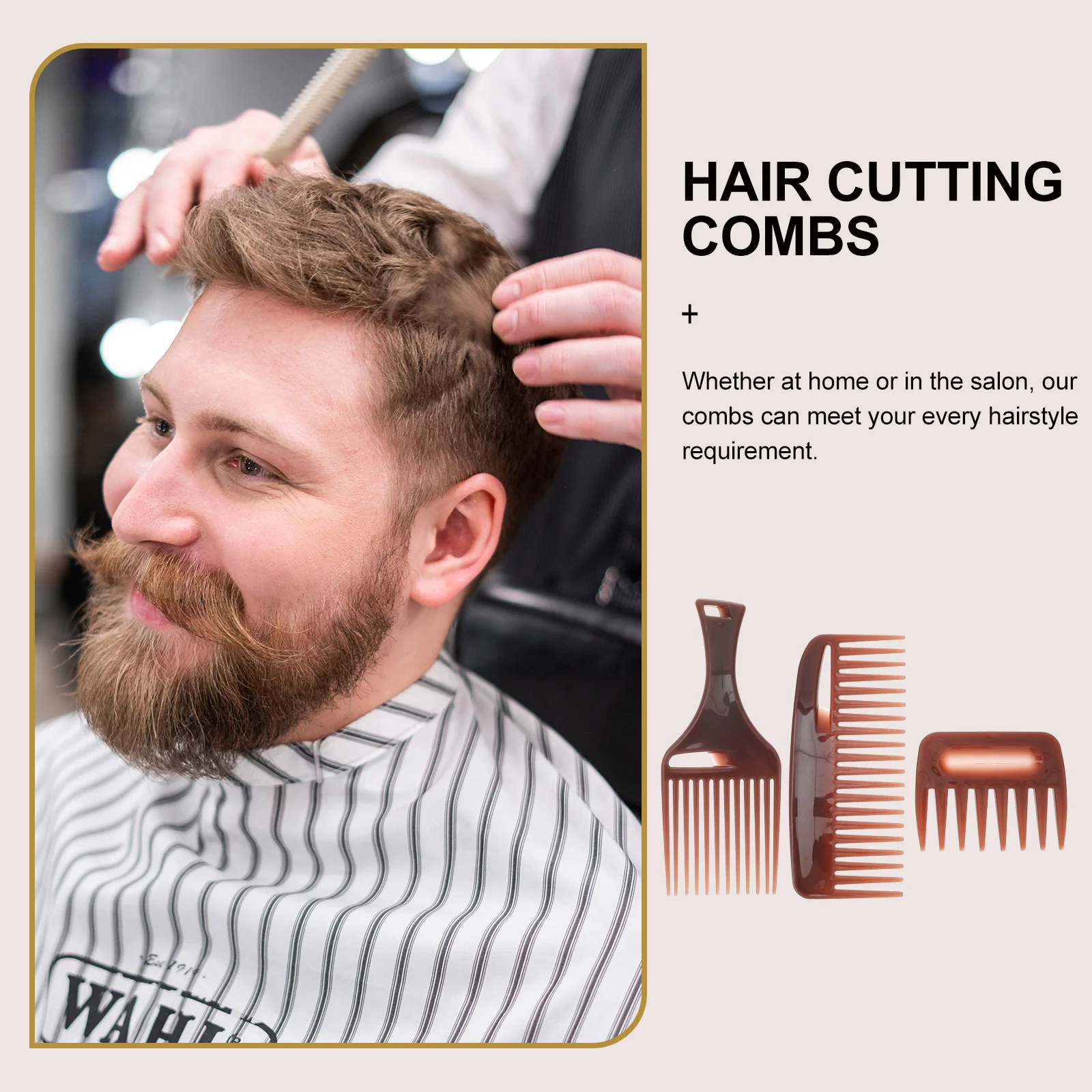 3 قطع من مشط الشعر ذو الأسنان الواسعة للرجال والنساء، مشط مريح للعناية بفروة الرأس، مشط اختيار الشعر، أمشاط قص الشعر #5