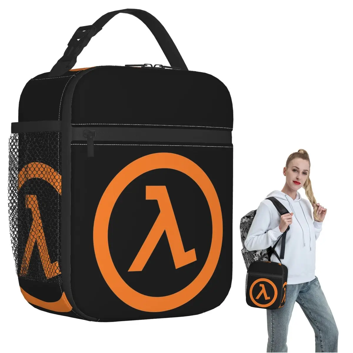 Half Life Lambda Insulated Lunch Bag for Women Children Leakproof Food Boxes Thermal Lunch Box Tote