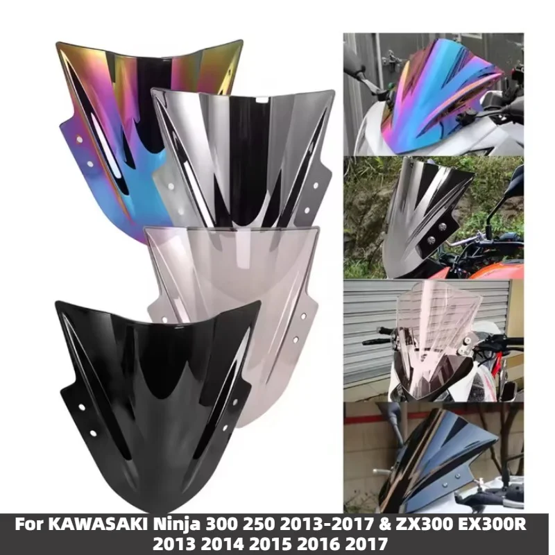 

Motorcycle Windscreen Windshield Double Bubble For KAWASAKI Ninja 300 250 2013-2017 & ZX300 EX300R 2013 2014 2015 2016 2017