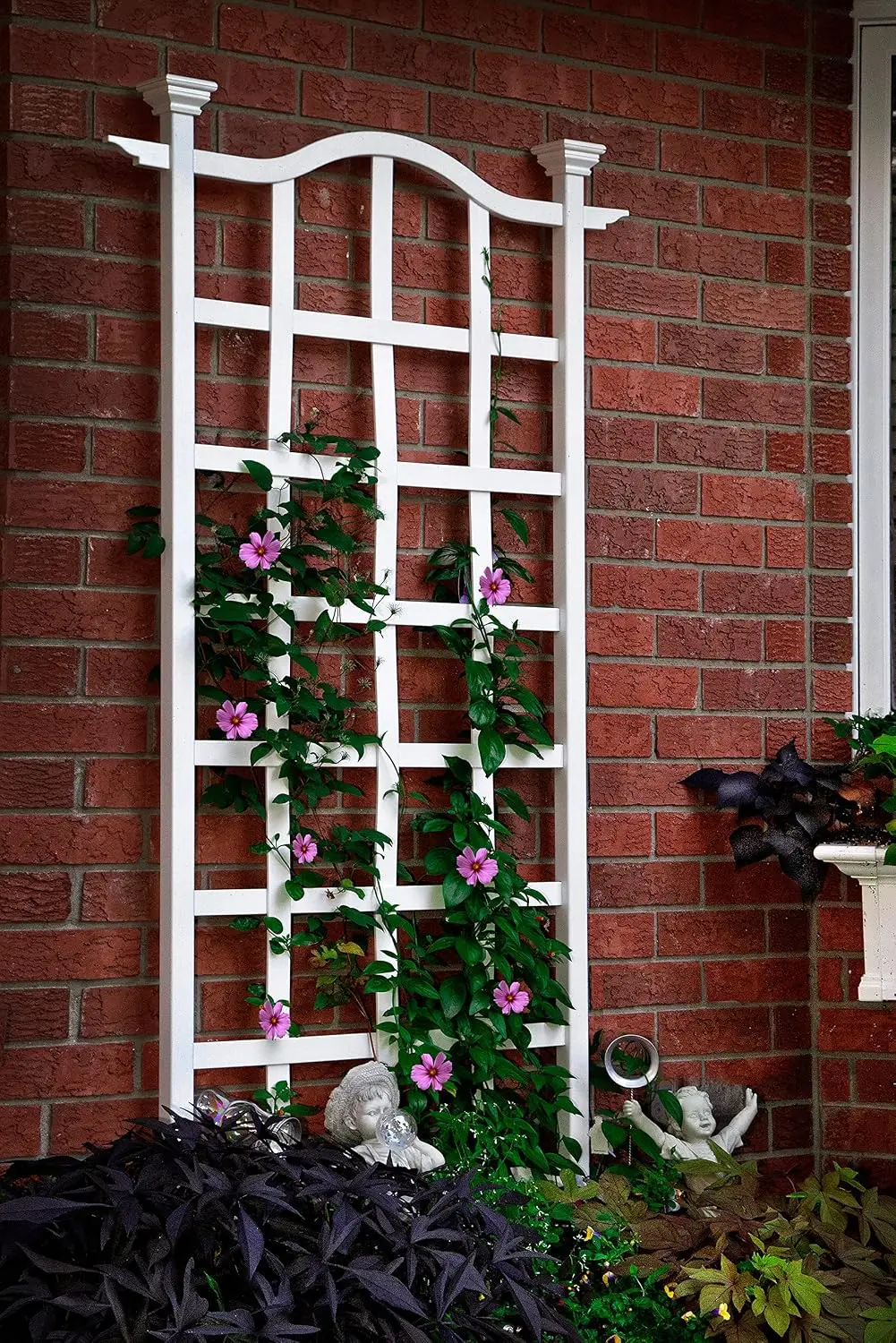 Vinyl Garden Trellis Outdoor Arbor Archway For Climbing Plants Flowers Vines Decorative Lawn Fence Panel Heavy Duty Weather Resistant Plant Holder White 1 Pack