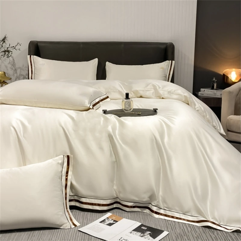 

Silk Sheet Set Durable Fade Resistant Ultra Soft Silky Luxury Bed Sheets Silk Satin Silk Duvet Cover Sets with Zipper Closure