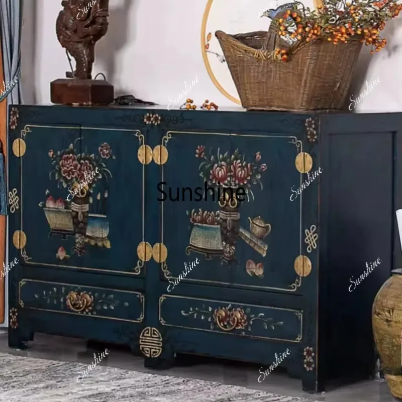 Chinese entrance painted furniture solid wood side cabinet