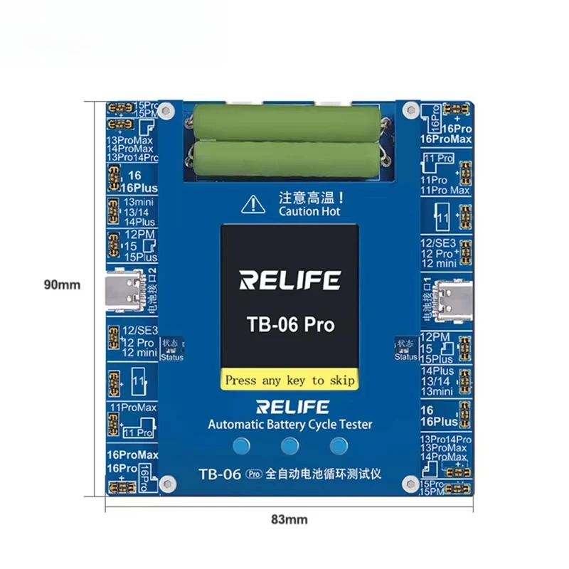 RELIFE TB-06 Pro Dual-channel Fully Automatic Battery Cycle Tester for Phone 11-16 Series Automatic Match Battery Cycle Tester