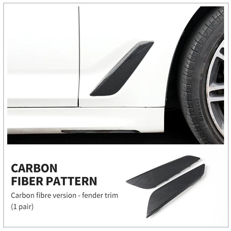 Fender lateral do carro para BMW Série 5, G30 2018-2023, fibra de carbono, tampa de ventilação de ar, saída de substituição, adesivos decorativos,