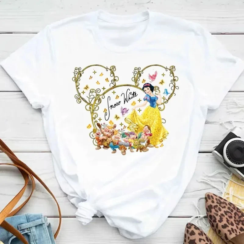 Mulan Princess Print Women T-shirt Disney Mickey Casual Fashion Cotton Short Sleeve T Shirt Female Streetwear Tshirt Y2k Tops