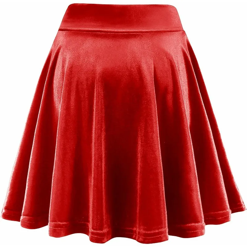 Women's Mini Pleated A Line Real Leather Skirt Red Genuine Lambskin Soft Outwear