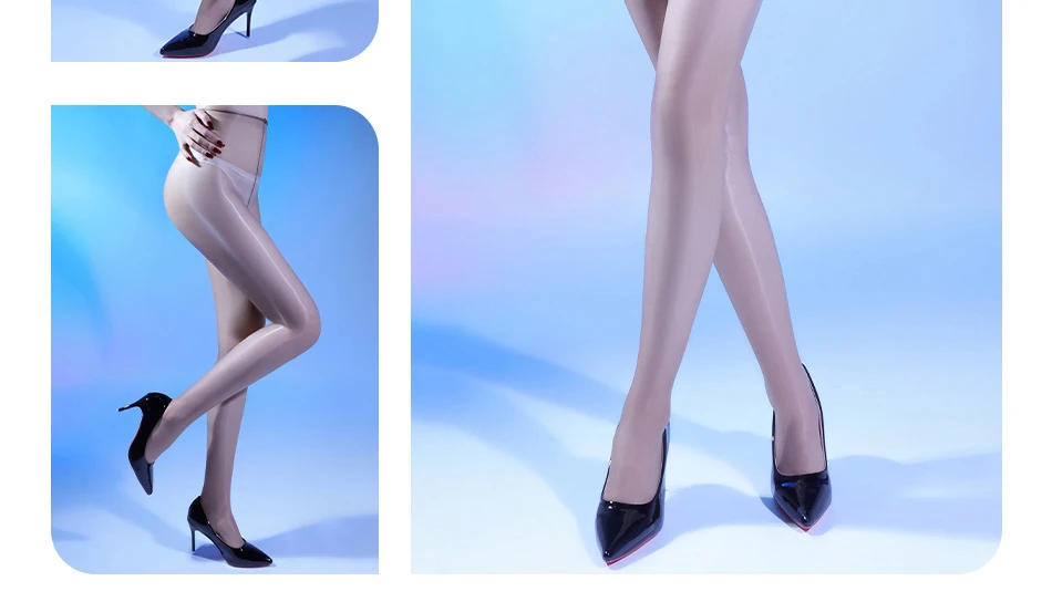 Damen Sexy Glänzende Transparente Strumpfhose mit Hoher Taille, Elastische Ölglanz-Strumpfhose, Ultradünner Durchsichtiger Strumpf – Detail 8
