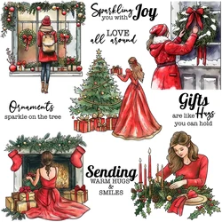 Mangocraft Warm Christmas Women At Home Clear Stamps DIY Scrapbooking Supplies Silicone Stamp For Card Making Albums Decor