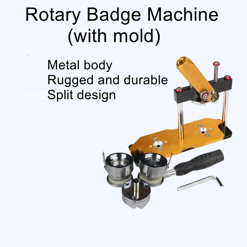 

Rotary Full Metal Badge Machine Lapel Pin Machine DIY Tinplate Badge Making Machine Includes Molds