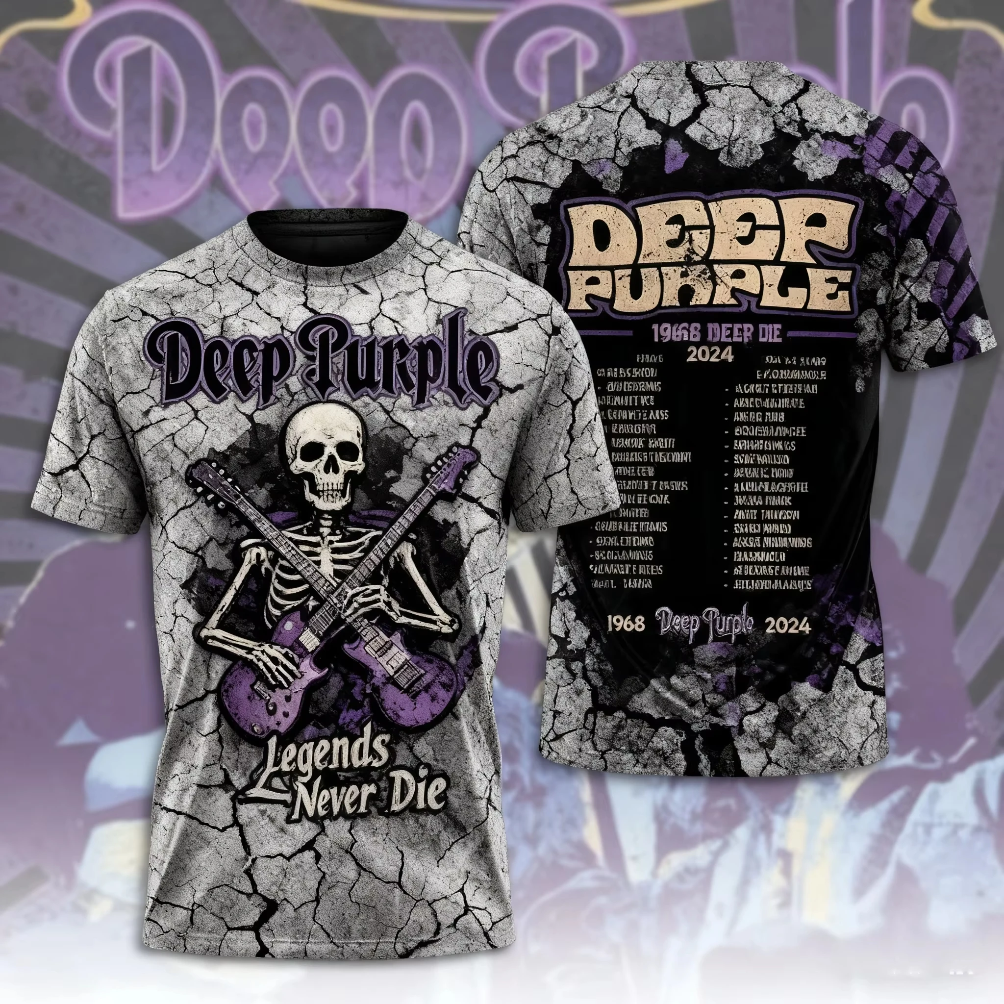 Camisetas con estampado 3D de la banda de rock Deep Purple, camisetas de Hip Hop para hombres y mujeres, camiseta de manga corta con cuello redondo, camisetas Harajuku Y2K, ropa Unisex
