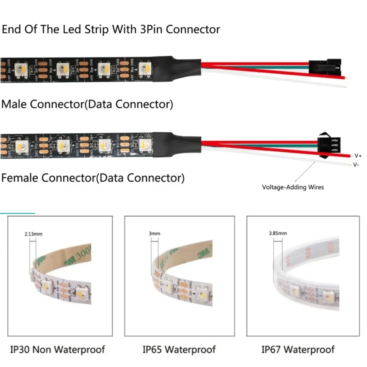 Tira de luces Led RGBW de 1-5M DC5V SK6812 (Similar a WS2812B) 4 en 1 30/60/144 Leds/Pixels/m IP30/IP65/IP67 cinta direccionable Individual