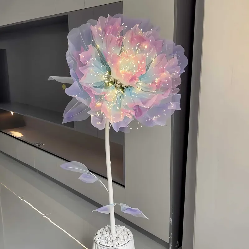 Automatic Mechanical Flower Opening Closing Device Simulated Moving Bloom Electric Induction Decorative Fake Petals for Home