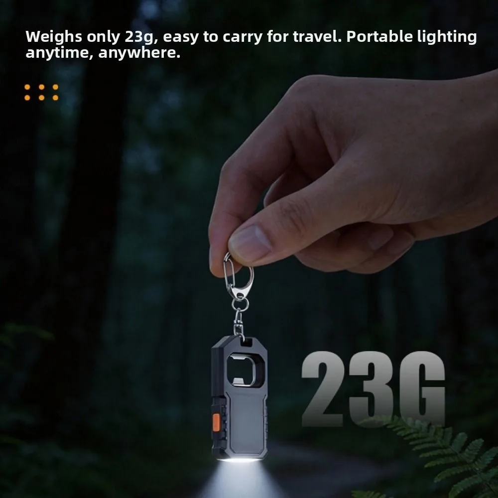 Durable 3 Gears LED Keychain Flashlight High Bright Mini LED Torch Lamp Portable COB Flashlight with Bottle Opener Emergency Use