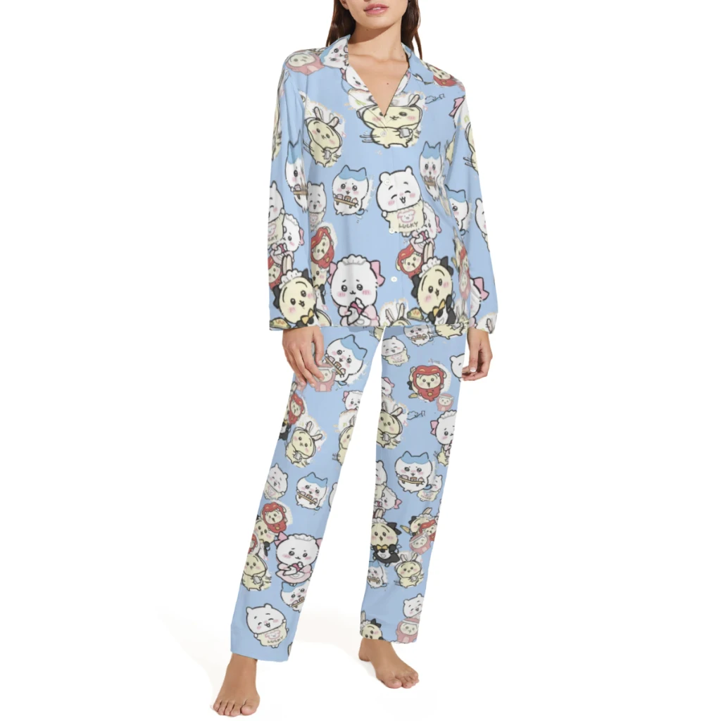 Chiikawa Complete set of printed pajamas, comfortable/cute/patterne