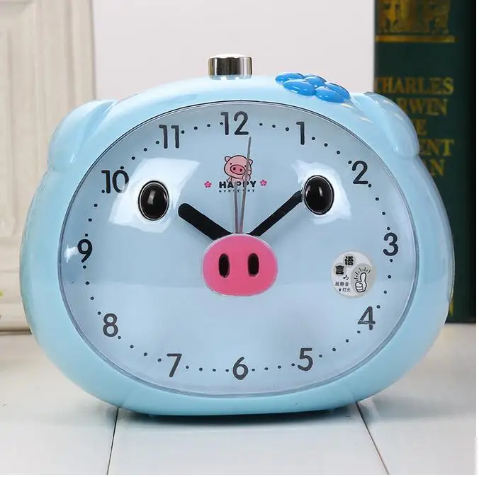 EMS 10 pieces pig Night Light Alarm Clock Mute Lovely Children Talking Cartoon Student Bedroom Bedside Alarm Clock