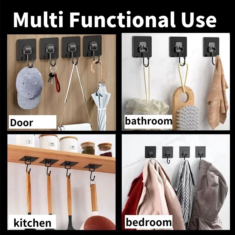 1–20 Stück starke selbstklebende Haken, stanzfreie Tür-Wandaufhänger, Haken für Küche, Badezimmer, Zuhause, Handtuch, Taschen, Aufbewahrung, Hängehalter – Detail 3