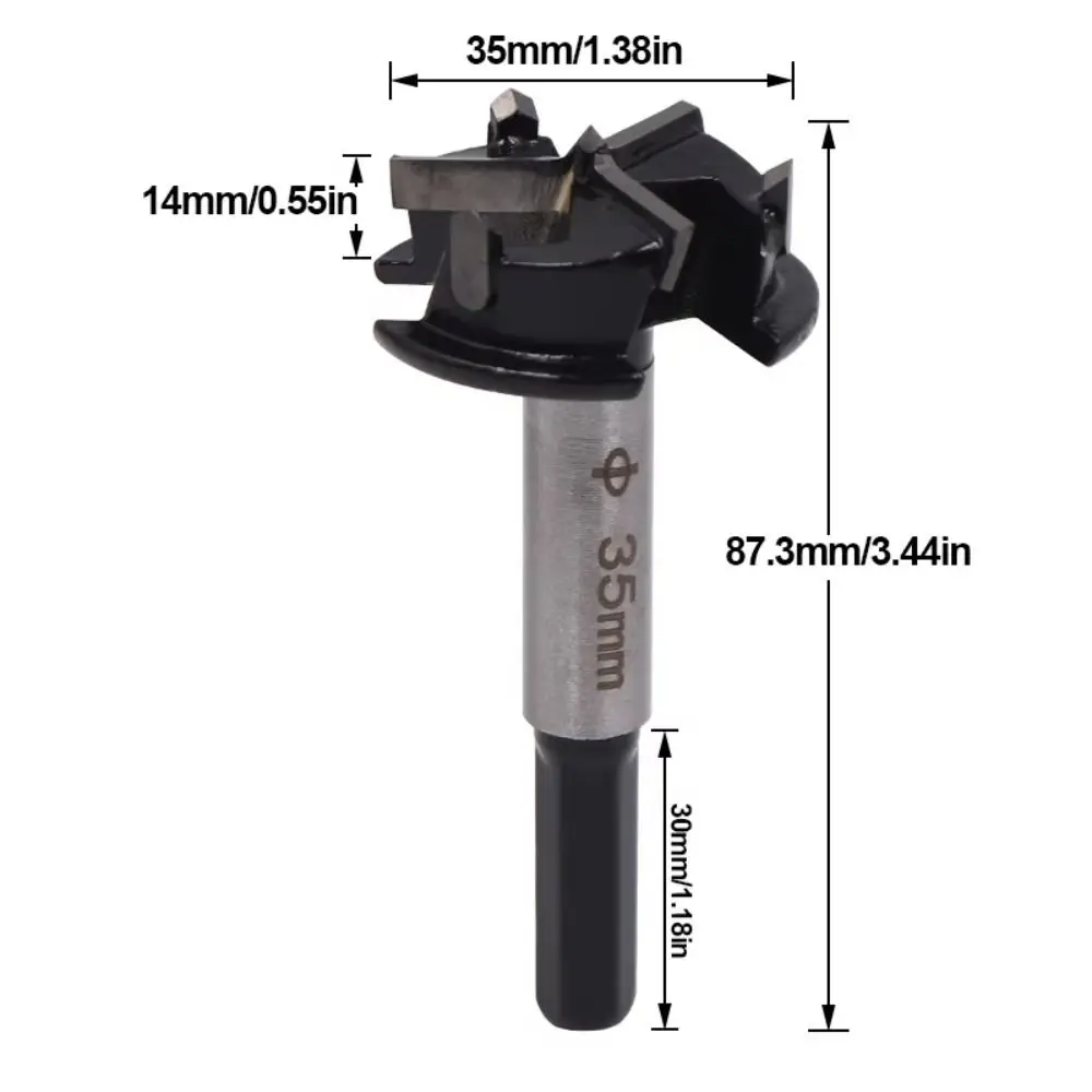 3 Flutes Hinge Hole Opener 35mm Carbide Tip Adjustable Limit Woodworking Drill Bit Professional Hex Wood Auger Cutter Desktop