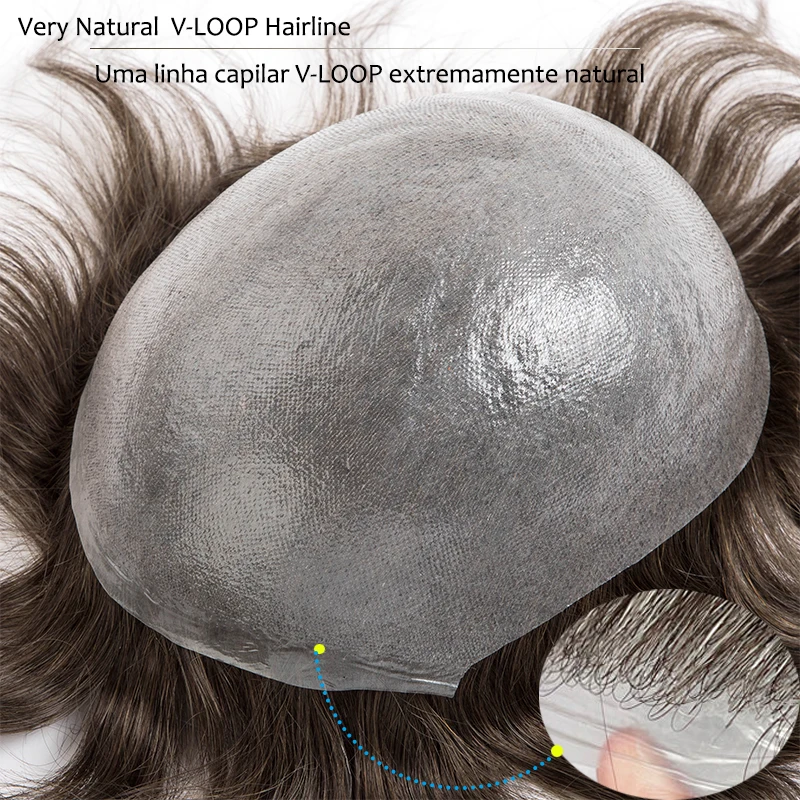 

Male Hair Prosthesis Undetectable Hairline &Ultra Thin Skin 0.03mm Toupee Men Wig Natural Human Hair Replacement System Male Wig