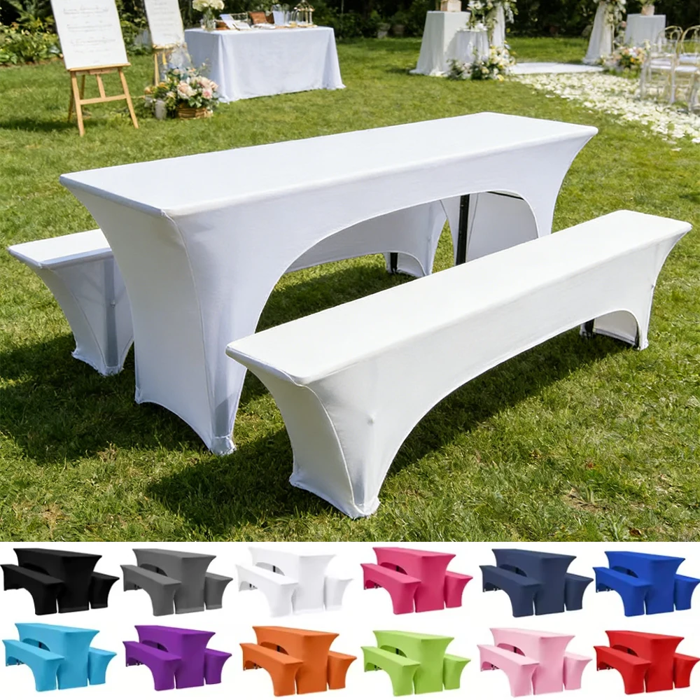 

Комплект из 3-х чехлов для столов и стульев из спандекса, эластичные полиэстеровые скатерти, моющиеся чехлы для столов, накладки на столы для дома и кемпинга