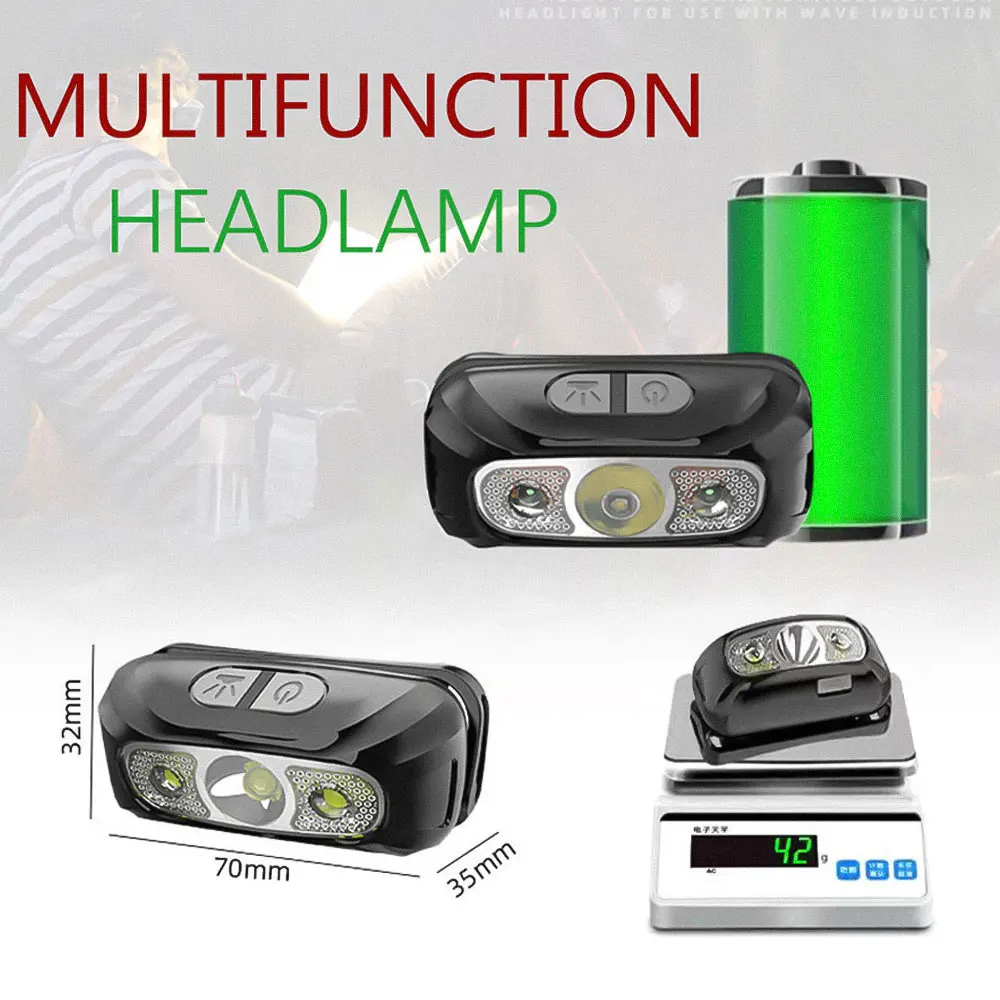 Dropshipping LED Mini Headlamp red white Headlight USB Rechargeable Head Torch Flashlight Lamp Light Camping Flash Lantern