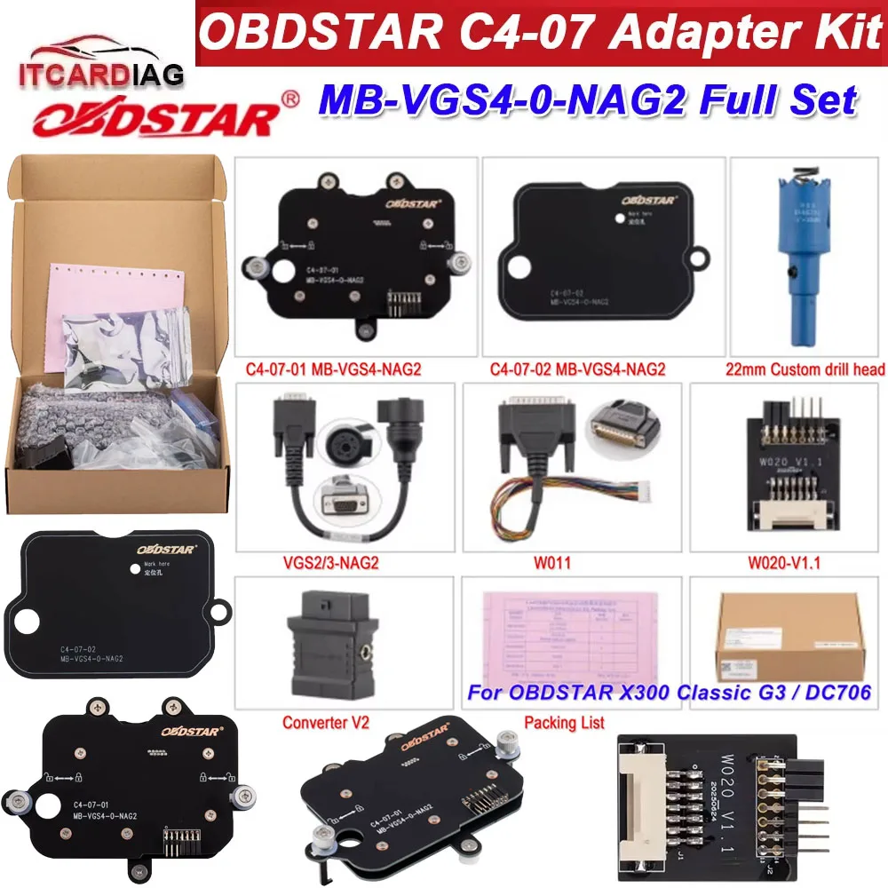 For OBDSTAR X300 Classic G3/DC706 OBDSTAR C4-07 (MB-VGS4-0-NAG2) Adapter Kit with TCM-012 and Converter V2