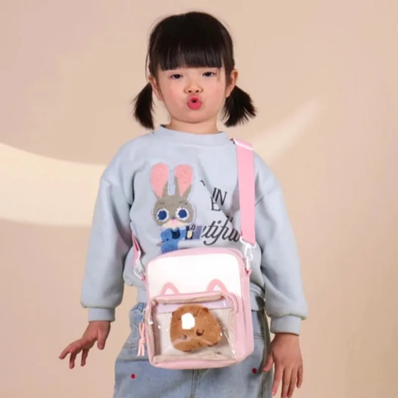 Cute Cat Shoulder Bags for Girls Embroidery Small Harajuku Fashion Small Ita Bag Transparent KawaiiNew Handbag for Children