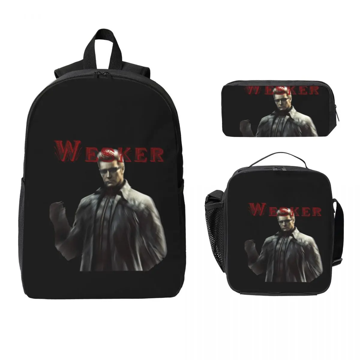 

Resident Evil Albert Wesker Backpack Student Boy Girl BookBag School Bag Laptop Shoulder Bag 3ps Insulated Lunch Bag Pencil Case