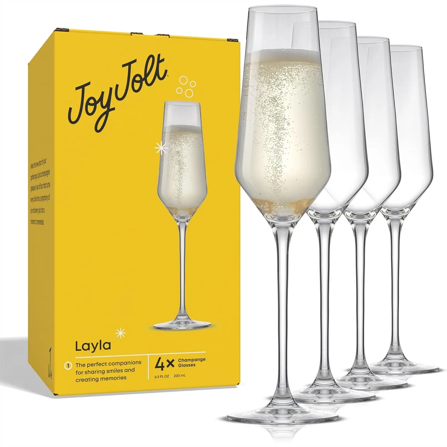 

Crystal Champagne Flutes Set of 4 - 6.7 oz Stemmed Glasses for Prosecco, Mimosas, Weddings & Parties