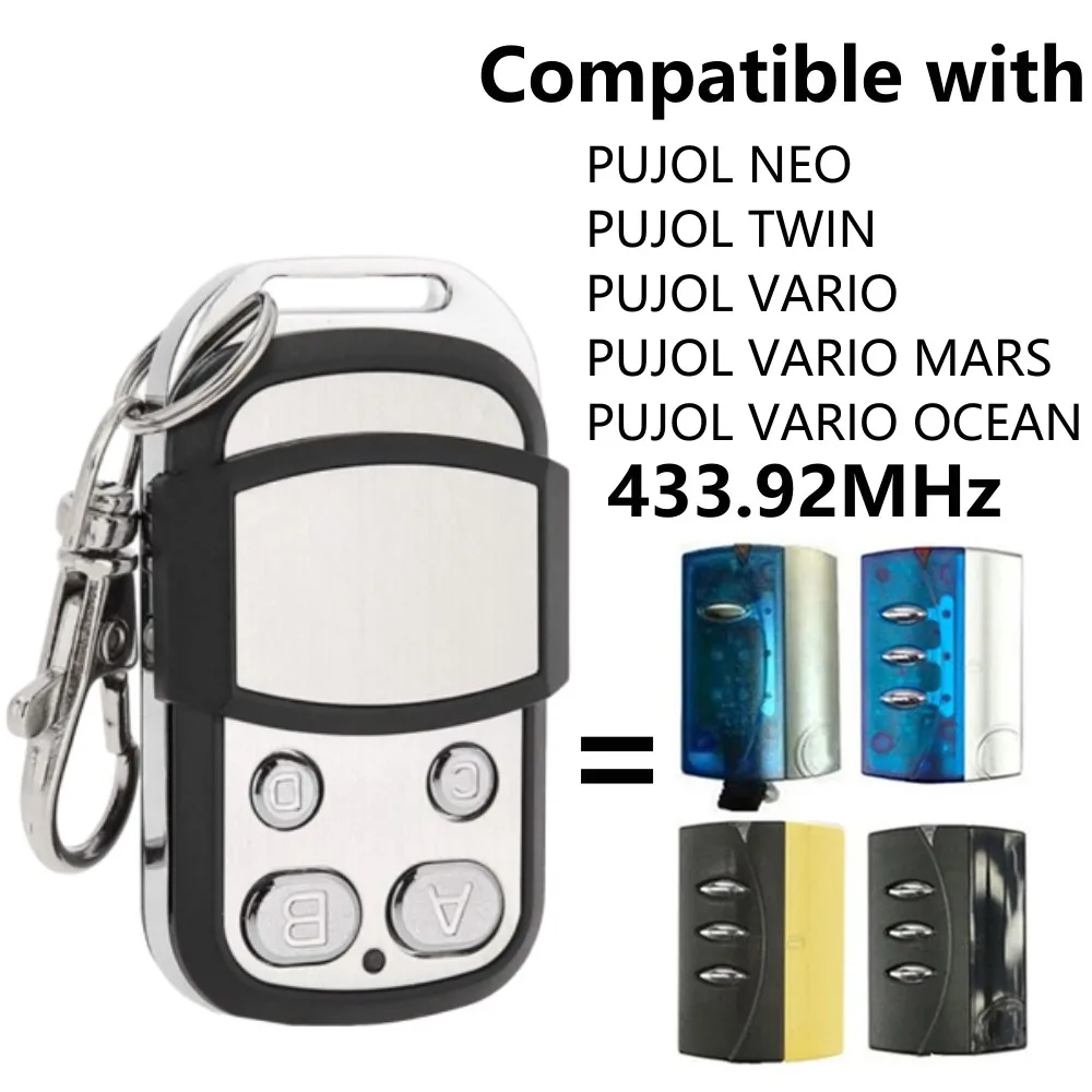 433,92mhz Rolling Code Garage Remote Control 100% Compatible PUJOL VARIO Code Black OCEAN MARS Gate Door Command