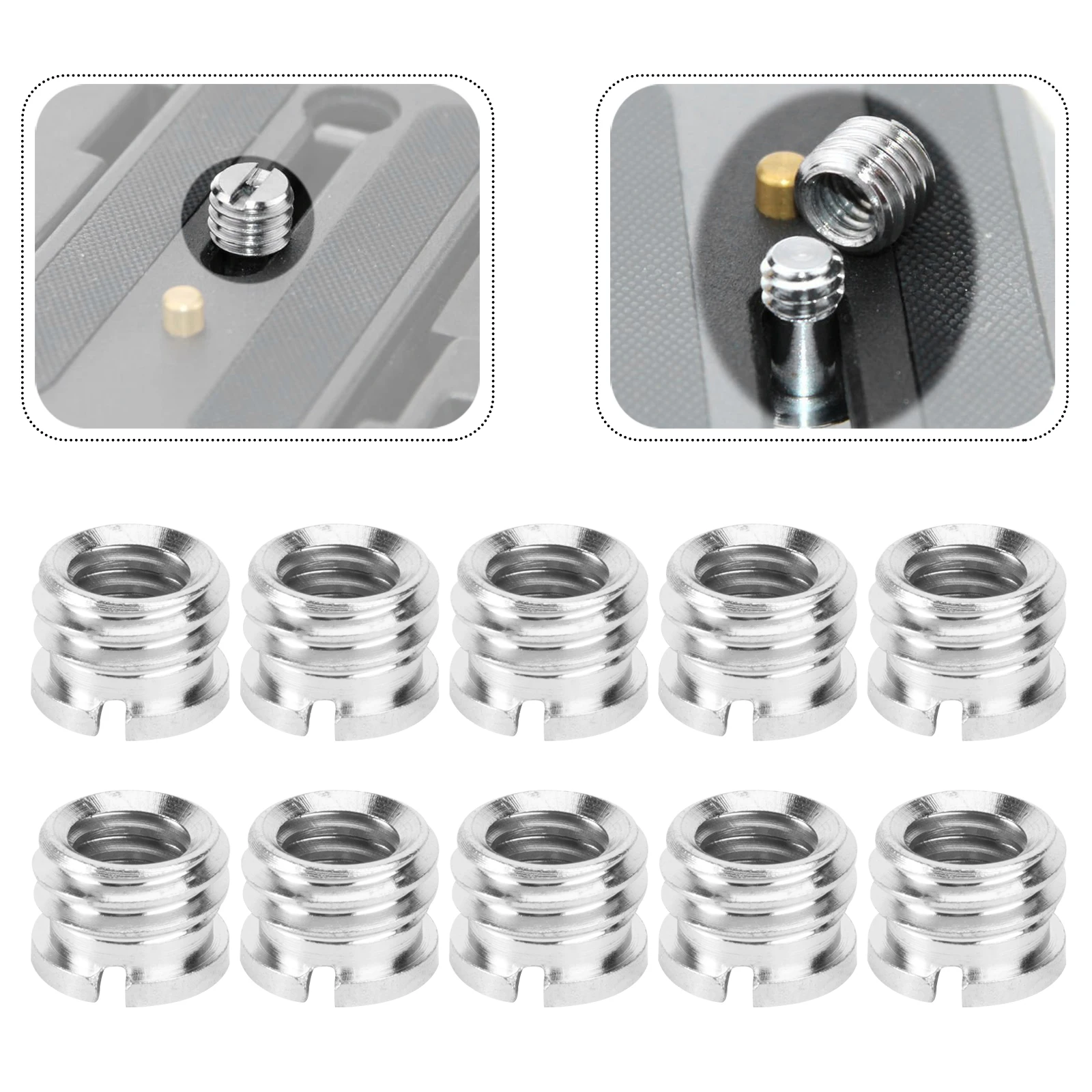 

Camera Thread Nut Convert Tripod Screw 1/4 Quick Release Plate Standard Mount Silver