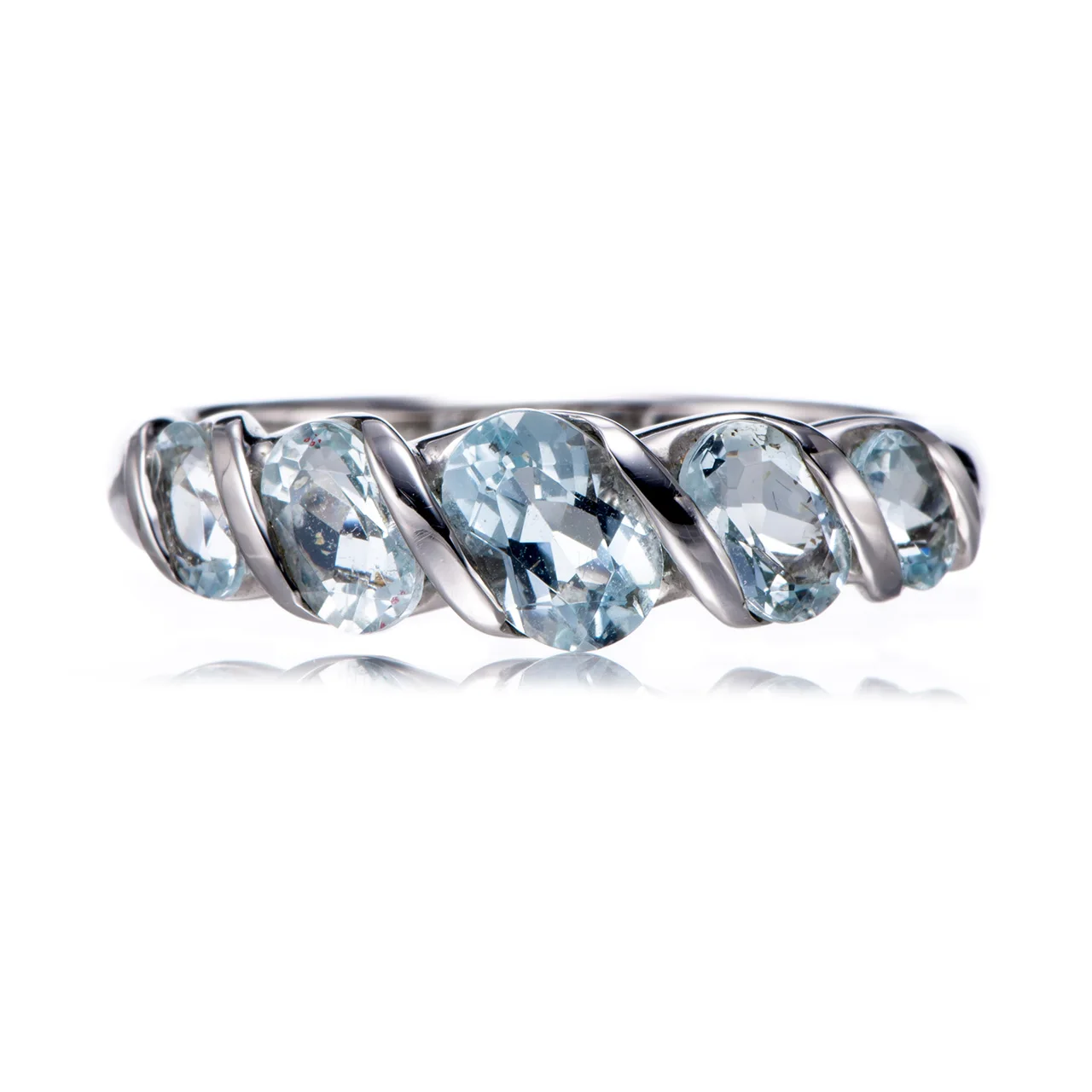 

Aquamarine Rhodium Over Sterling Silver Ring