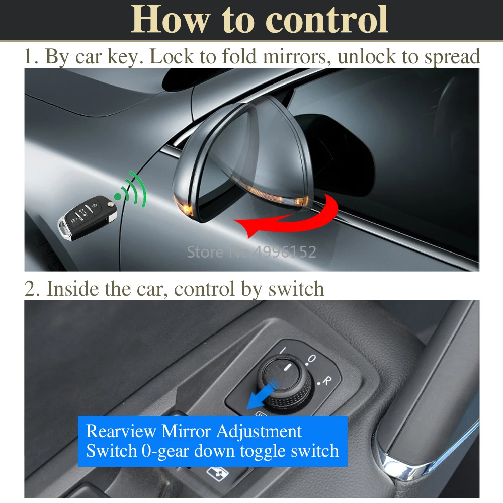 For Volkswagen Touran 5T 2016-2022 Car Side Mirror Folding Kit Rearview Mirror Folding Motor Engine Electric Power Mirror Fold