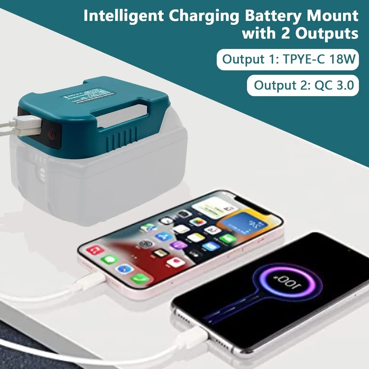 Imagem -04 - Adaptador de Carregador Usb para Makita Bateria 18v Porta de Saída Usb tipo c Função de Carregamento para Trabalho Externo e Interno