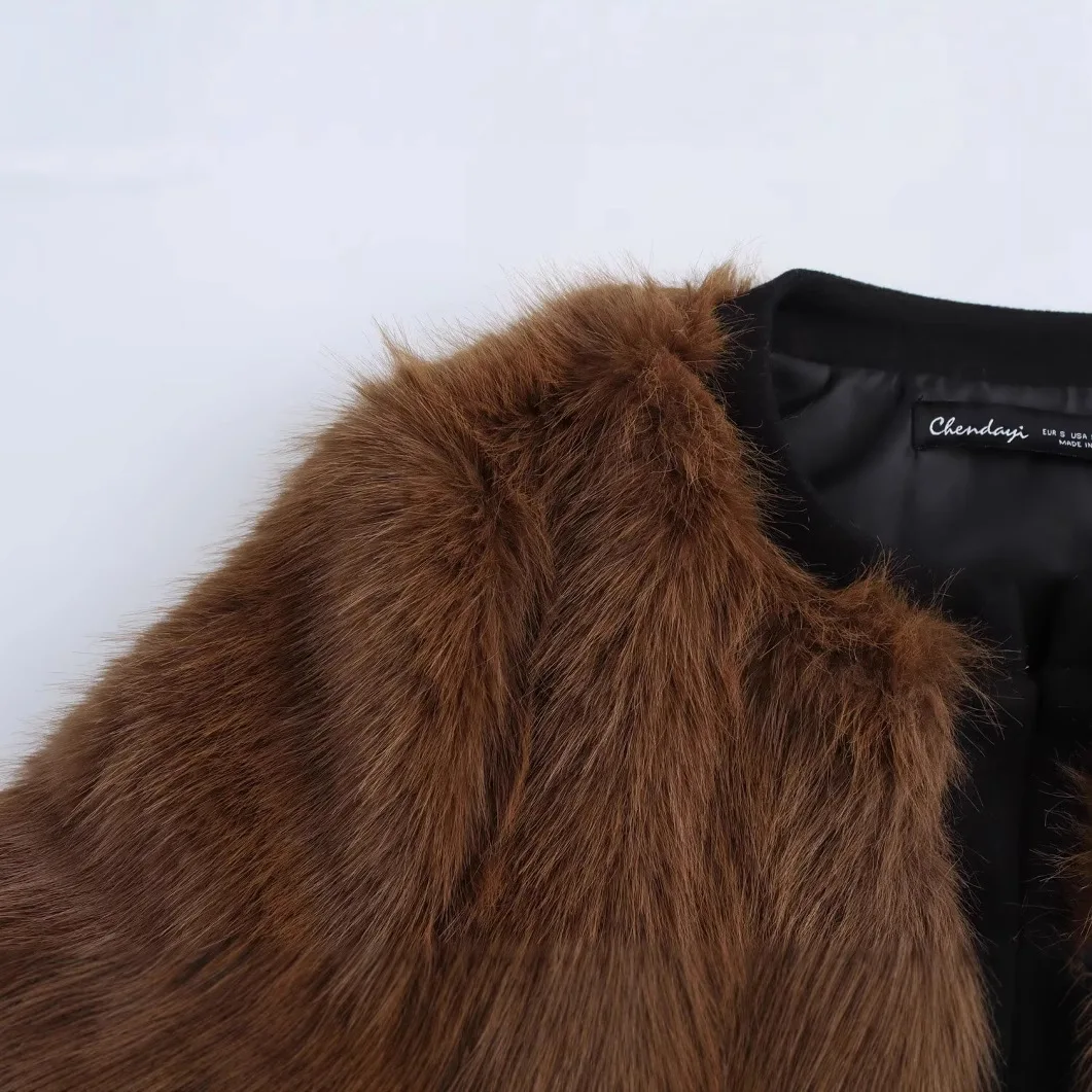 European and American Fashion Versatile Artificial Fur Effect Long-sleeved Jacket 2025 Spring New Product