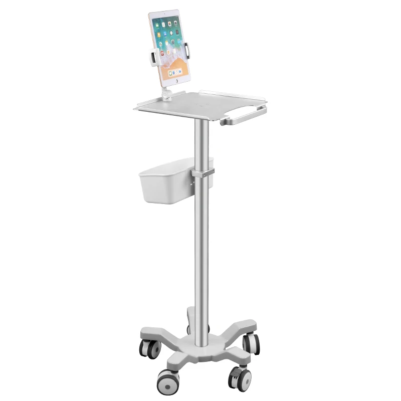Medical Tablet Trolley with iPad Clip Portable Rolling Cart for Healthcare, Clinics & Nursing Stations