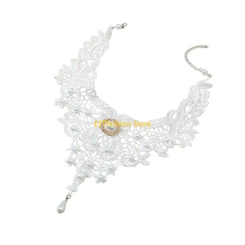 Y5GC Lace Choker Necklace Gothic Lace Choker Neck Chain Vampires Pendant Necklace for Women Halloween Party Costume Gifts