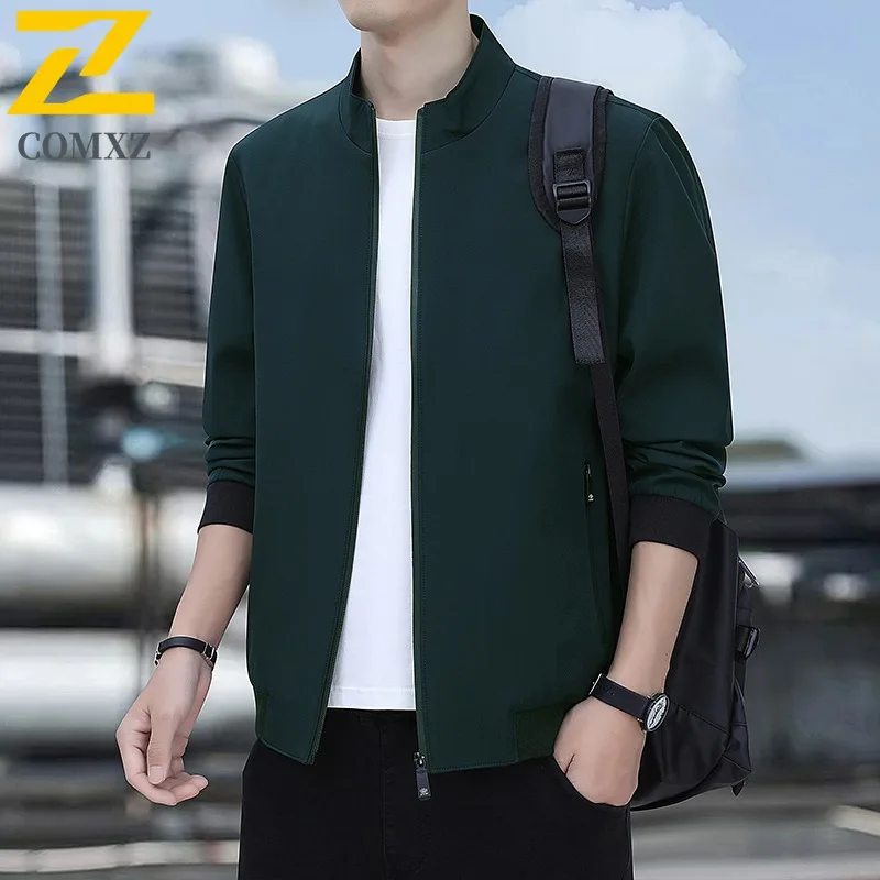 

COMXZ Мужская дорожная куртка высокого класса с воротником-стойкой, офисные легкие пальто, классический воротник-стойка, прочная осенняя одежда для путешествий