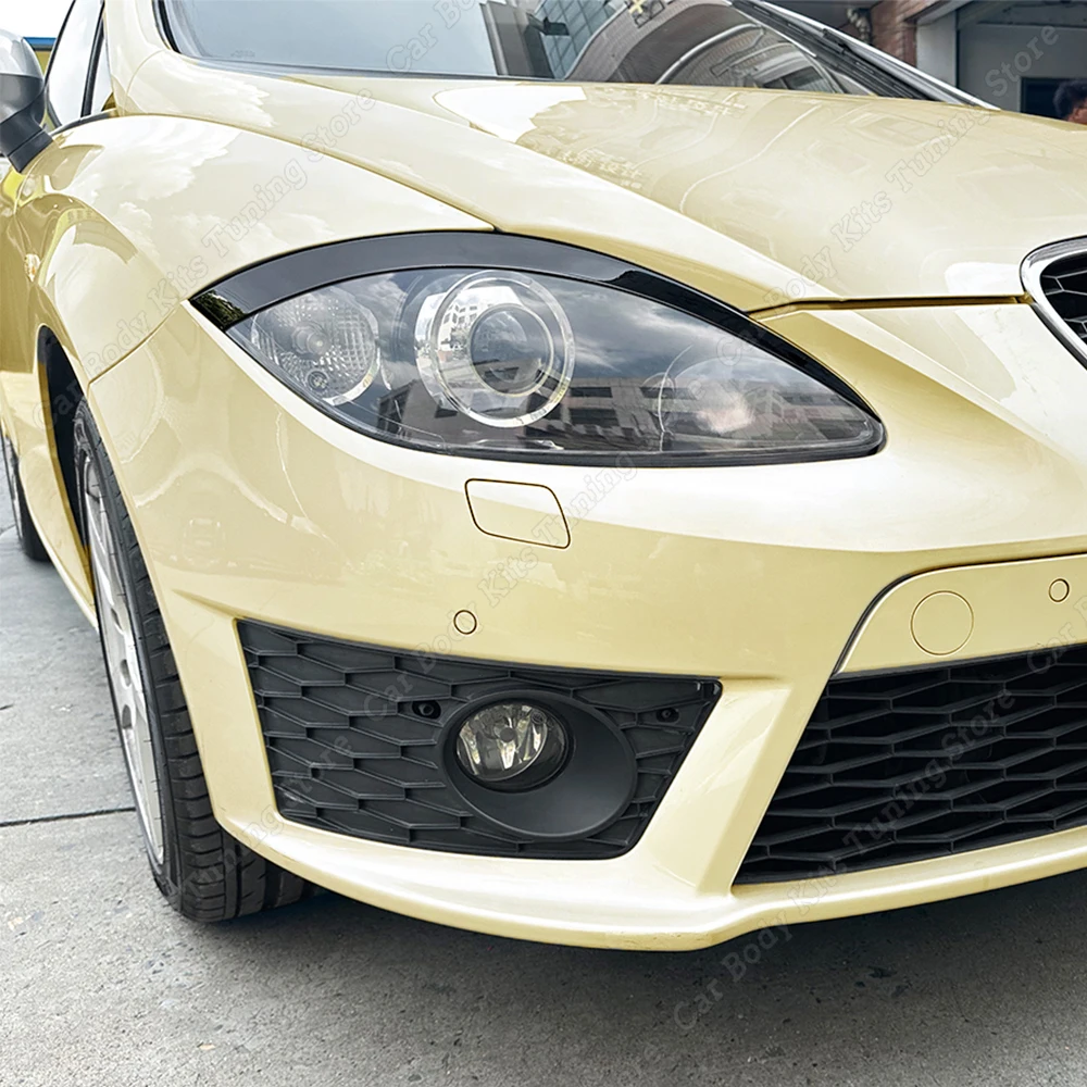 

2 шт. глянцевые черные брови для Seat Leon MK2 Cupra FR TDI TSI TFSI 2005-2012, передние фары, внешняя накладка на веко